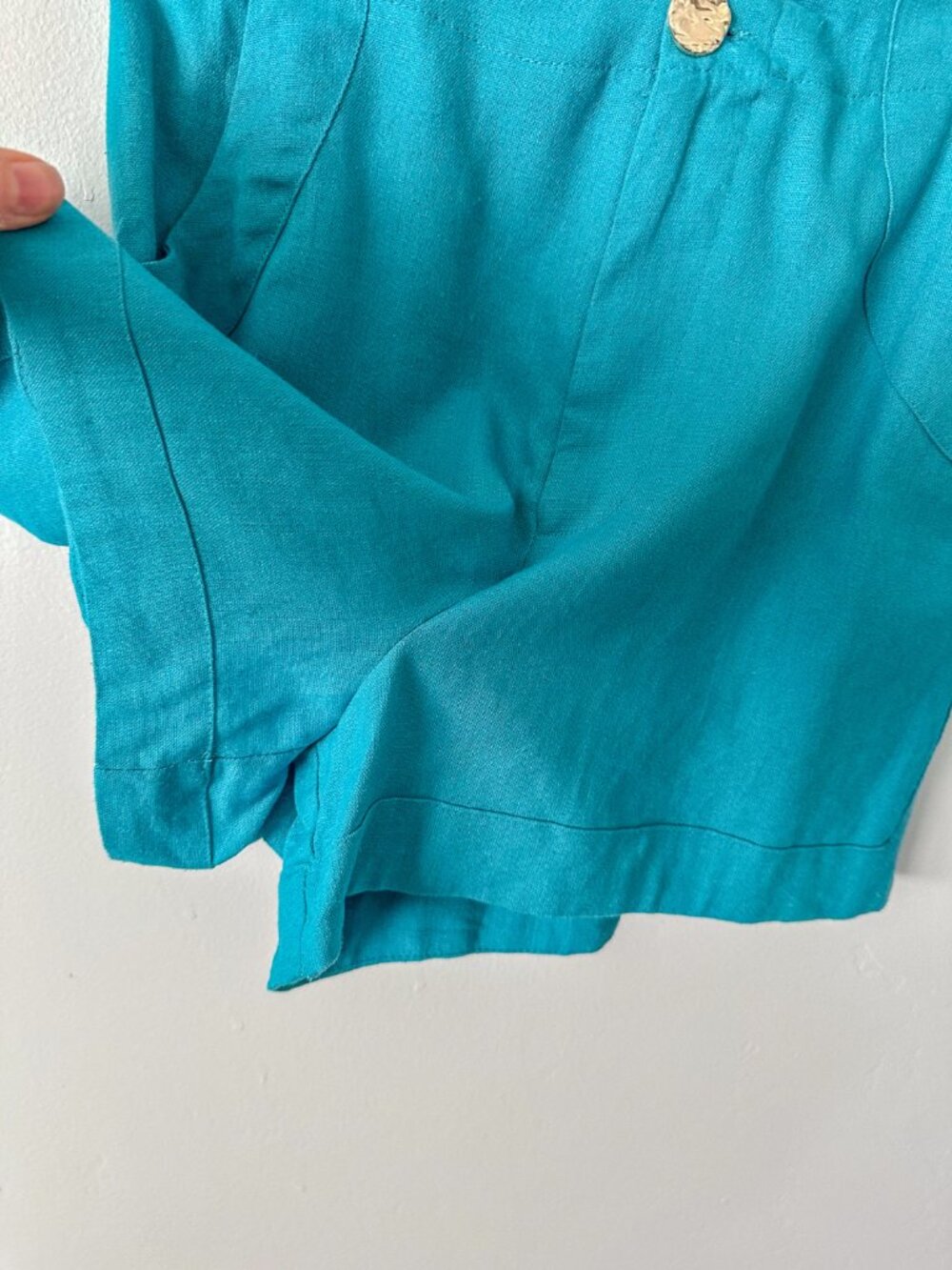 House of Harlow 1960 Teal Linen Blend Shorts - Picture 4 of 8